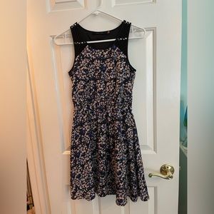 XS Mini scoop neck black floral dress